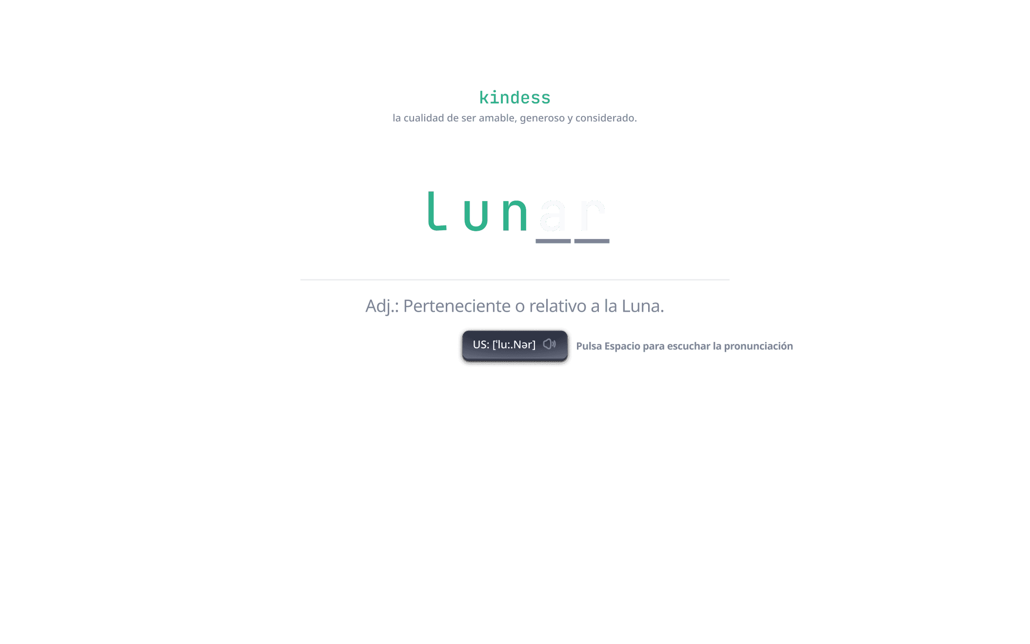 Captura de pantalla de constructor de vocabulario