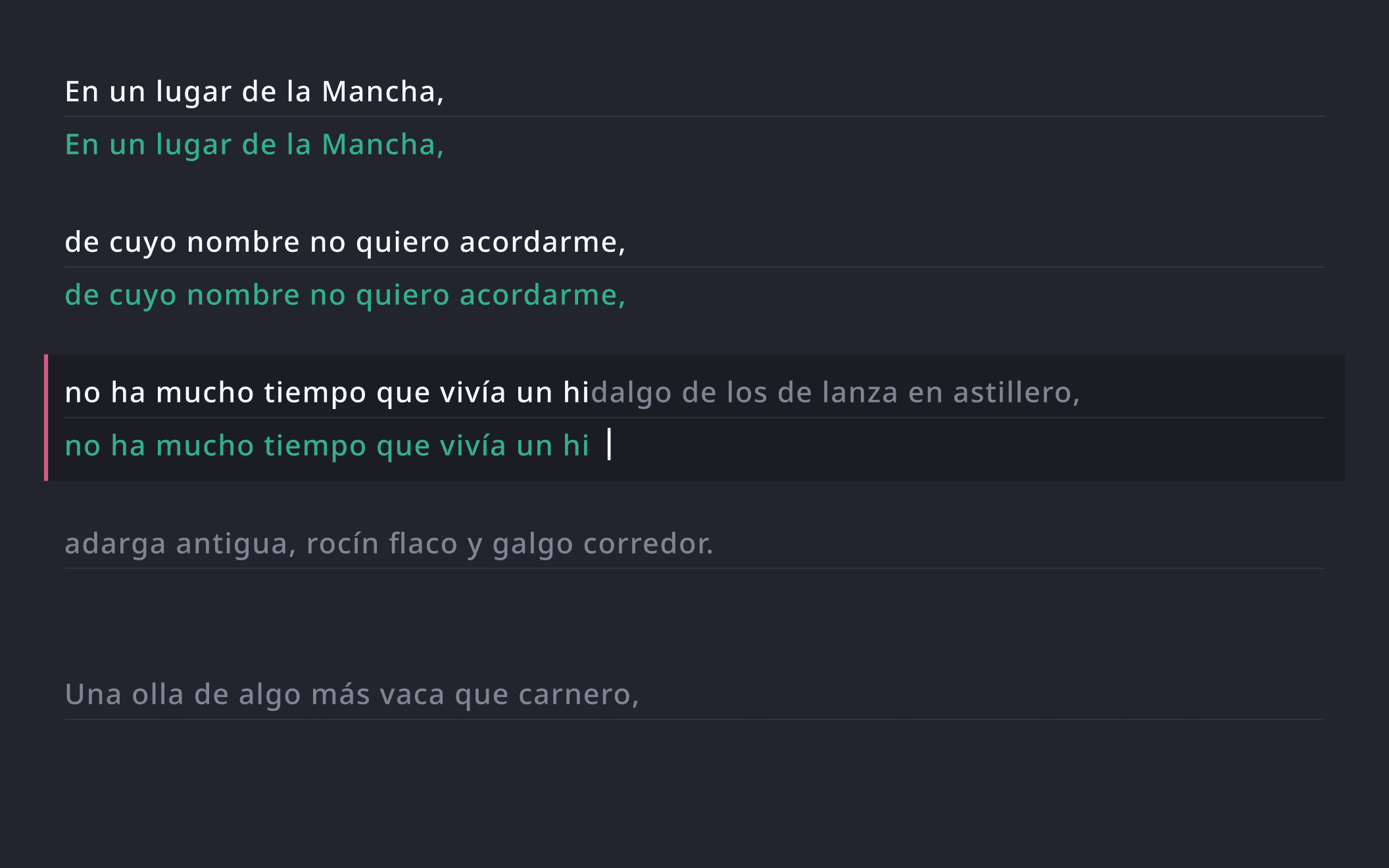 Captura de pantalla de práctica de literatura